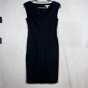 Banana Republic Black Stretch Wool Cowl Neck Sheath Dress Sleeveless Size 2